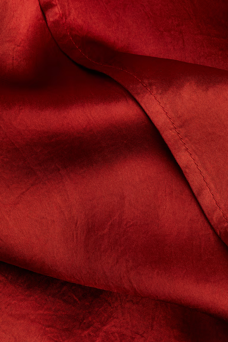 Shoulder-Padded Satin Dress